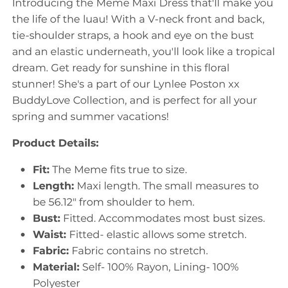 Buddy Love Meme Maxi Dress Tie Shoulder Medium NWT - Picture 11 of 12